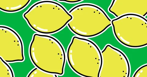 Digital animation of multiple lemon icons falling against black background Stock Footage 318941907