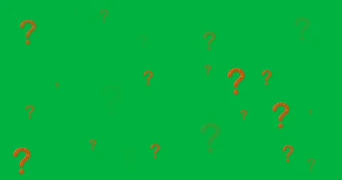 Digital animation of multiple orange question mark symbols against black Video stock 318570485
