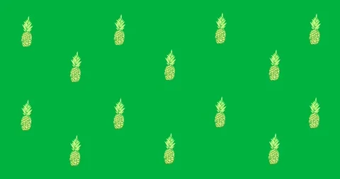 Digital animation of multiple pineapple icons spinning against black background Stock Footage 318941895
