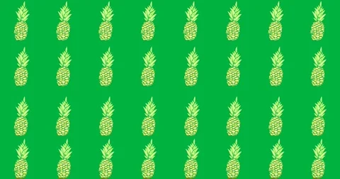 Digital animation of multiple pineapple icons in seamless pattern against black 動画素材 318999878