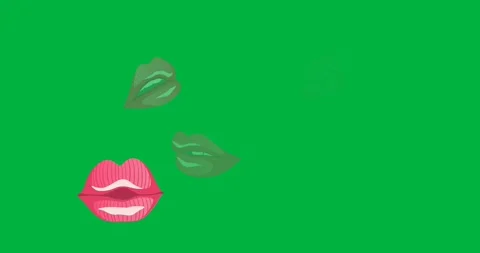 Digital animation of multiple pink lips icons against black background Stock Footage 325645792
