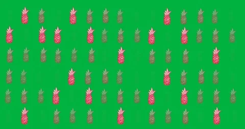 Digital animation of multiple pink pineapple icons in seamless pattern against Stock Footage 318942020