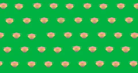Digital animation of multiple printed face mask icons in seamless pattern Stock Footage 318999926