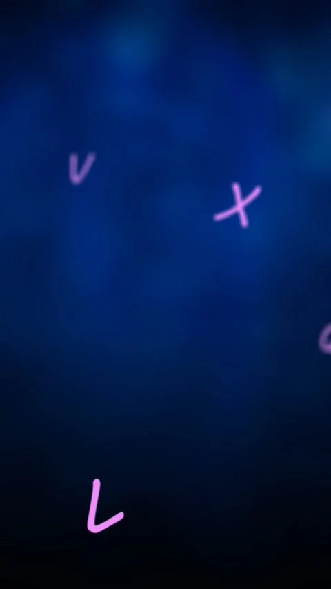 Digital animation of multiple purple alphabets floating over glowing blue Stock Footage 343641614