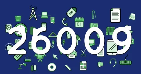 Digital animation of multiple school concept icons against mathematical Stock Footage 330407067