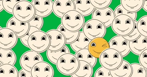 Digital animation of multiple smiley face emojis in seamless pattern against Stock Footage 318338457