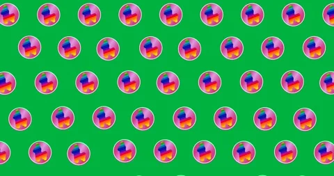 Digital animation of multiple unicorn icon on round banner in seamless pattern Stock Footage 318769241