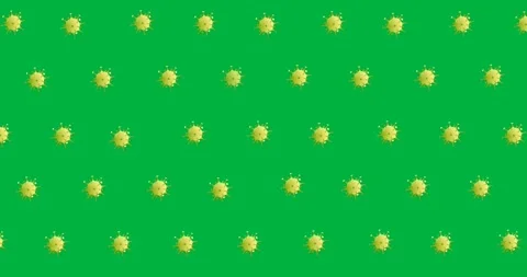 Digital animation of multiple yellow covid-19 cell icons in seamless pattern on Stock Footage 318999967