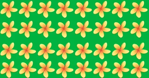 Digital animation of multiple yellow flower icons in seamless pattern against 스톡 동영상 318999876