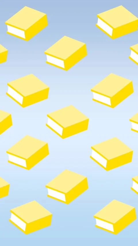 Digital animation of multiple yellow notebooks icons floating against grey Stock Footage 342601509
