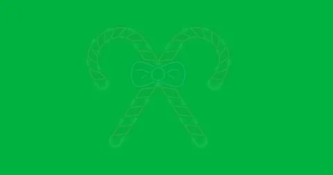 Digital animation of neon candy cane icon against black background Stock Footage 318701529