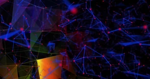 Digital animation of network of connections and plexus networks floating against Stock Footage 327845682