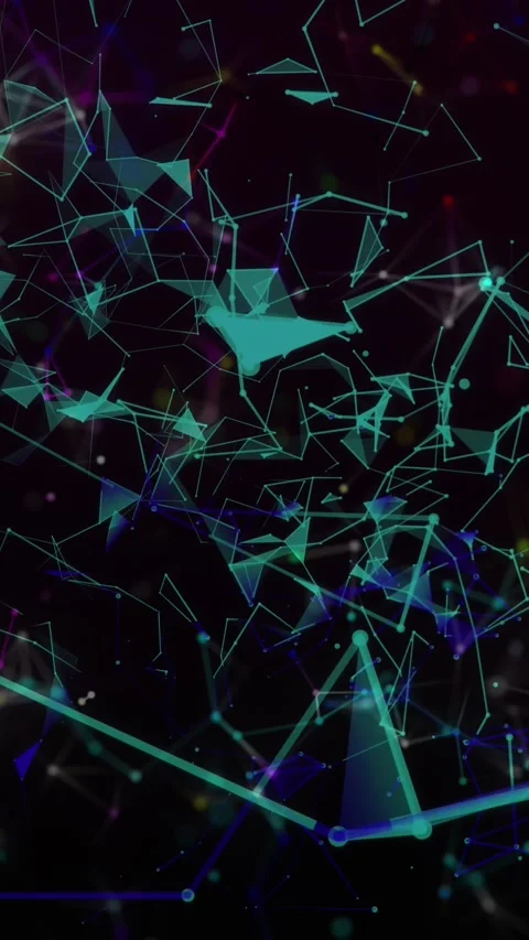 Digital animation of network of connections and plexus floating against black Stock Footage 343128200