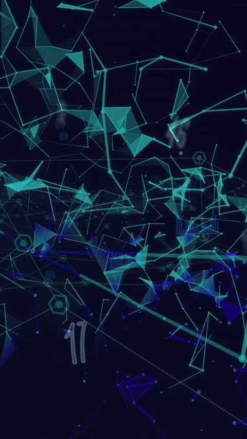 Digital animation of network of connections and plexus floating against blue Stock Footage 343128207