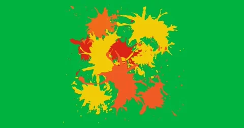 Digital animation of paint splash banner with copy space against black Stock Footage 318638486