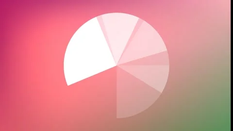Digital animation of pie graph spinning against copy space on pink gradient Stock Footage 327781504