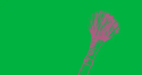 Digital animation of pink makeup brush icon floating against black background Stock Footage 325420745