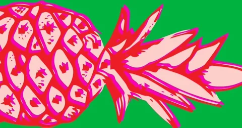 Digital animation of pink pineapple icon against black background Stock Footage 318942005
