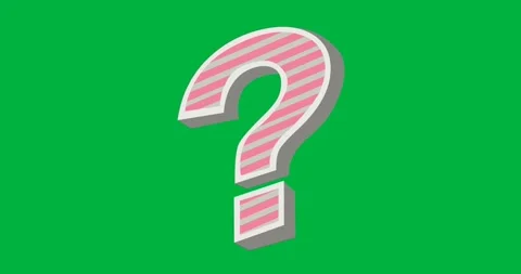 Digital animation of pink striped question mark symbol against black background Stock Footage 318570382