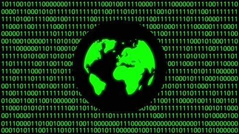 Digital animation - Planet Earth icon on binary code.4k video Stock Footage 143506652