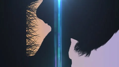Digital animation of purple light trail exploding over blue to purple background Stock Footage 312390186