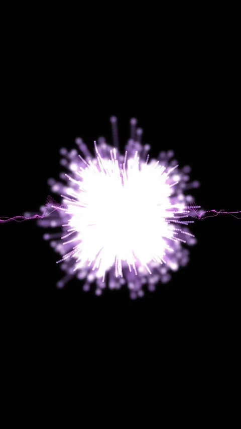 Digital animation of purple light trail exploding against black background Stock Footage 321991823