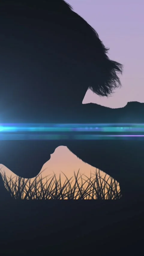 Digital animation of purple light trail exploding over blue to purple background Stock Footage 322210273