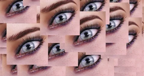 Digital animation of a quantity of appearing eyes Stock Footage 70405005
