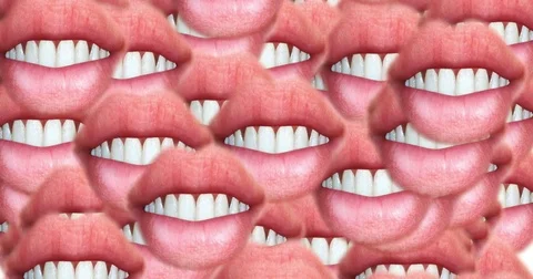 Digital animation of a quantity of appearing lips Stock-Footage 70229750