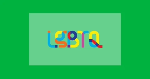 Digital animation of rainbow lgbtq text over rectangular grey banner against Stock Footage 318862353
