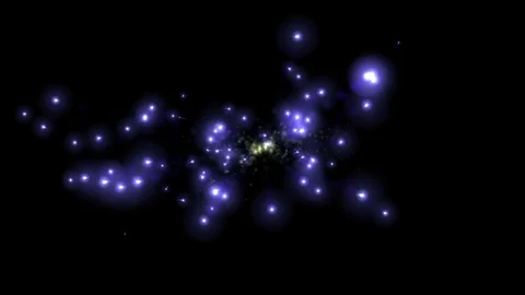 Digital Animation of reacting Particles Stock Footage 79629779