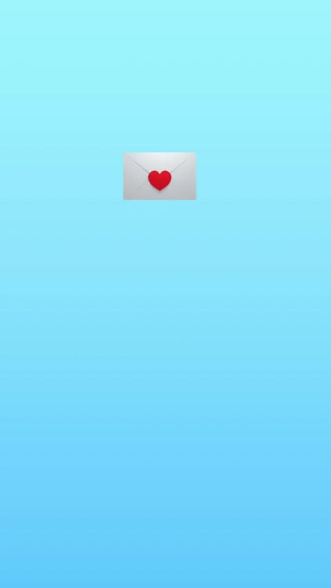 Digital animation of red heart icon on message icon floating against blue Stock Footage 343828068