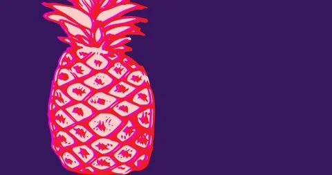 Digital animation of red light trails over pineapple moving against blue Stock Footage 328584973