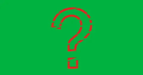 Digital animation of red question mark symbol against black background Video stock 318570383