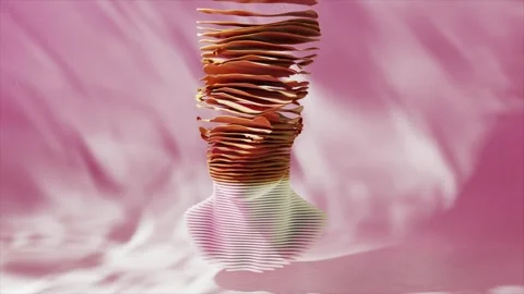 Digital animation rendering human bust gradually disintegrating, rotating and Stock Footage 306458313