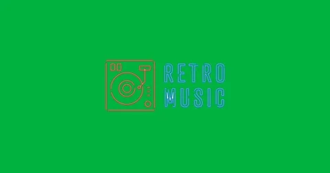 Digital animation of retro music text banner with turntables icon against black Stock Footage 318769287