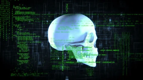 Digital animation of a rotating skull Stock Footage 106228190