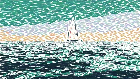 Digital animation of sailboat sailing. A... | Stock Video | Pond5