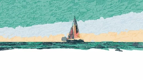 Digital animation of sailboat sailing. A... | Stock Video | Pond5