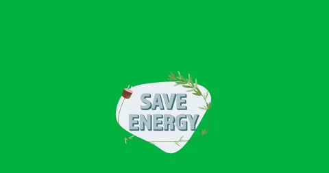 Digital animation of save energy text banner against black background Video stock 318942107