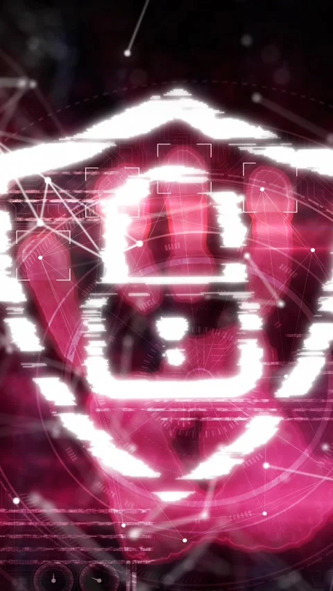 Digital animation of security padlock icon against network of connections on Stock Footage 331717992