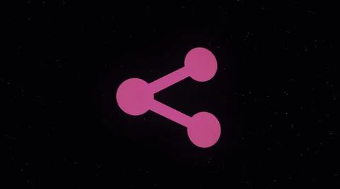 Digital animation of Share button decaying into multicolored moving plexus Illustrazione stock