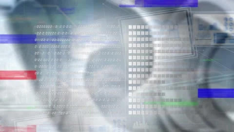 Digital animation showcases business graphs and data on computer screens against Stock Footage 329364830