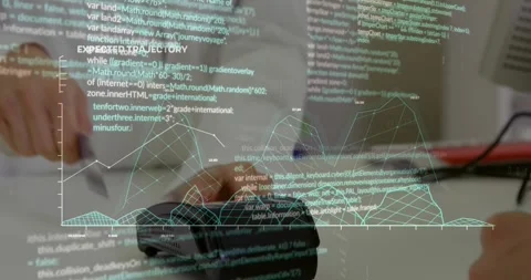 Digital animation showcases data processing and global business in a tech Stock Footage 329295481