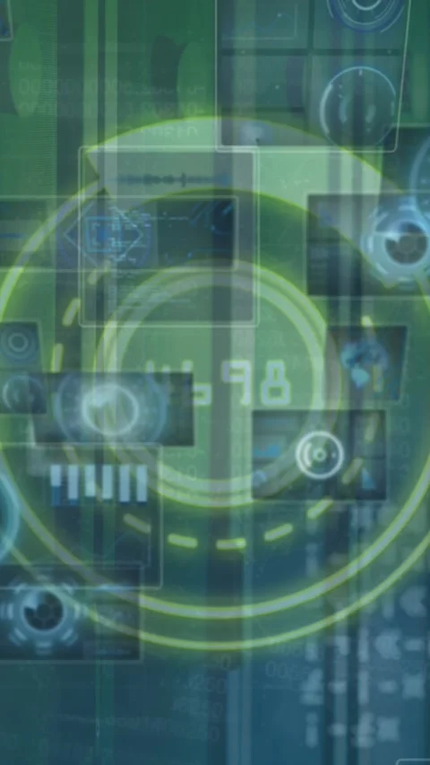 Digital animation showcases data processing on a black background. Stock Footage 344594129