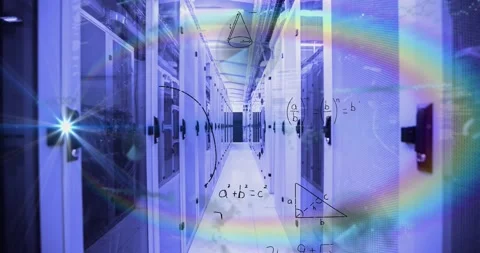 Digital animation showcases math problems and data processing on a world map. Video stock 327355718