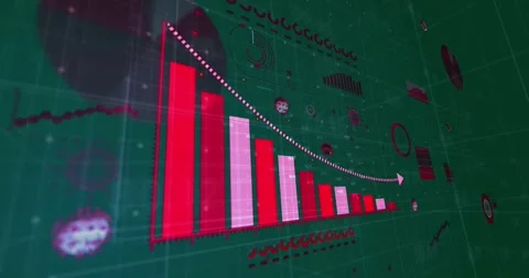 Digital animation shows COVID-19 data processing with virus cells on a blue Stock Footage 325177532