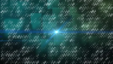Digital animation shows data transmission via light trail and binary codes. Stock Footage 327710460