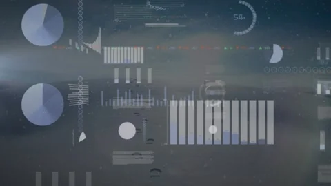This digital animation shows snow falling in a calm snowy landscape at night Stock Footage 328083090