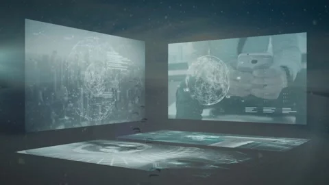 Digital animation shows snowfall in a serene night landscape with an alpha Stock Footage 328243815